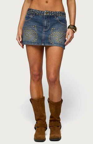 Libbey Studded Denim Mini Skirt image number 1