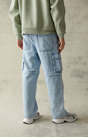 Eco Baggy Indigo Cargo Zip Off Jeans image number 6