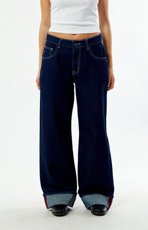 Dark Blue Wide leg Baggy Jeans image number 2