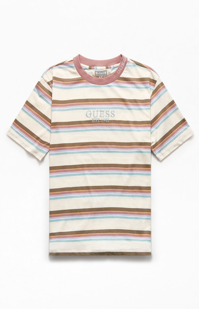 guess red and white striped t shirt