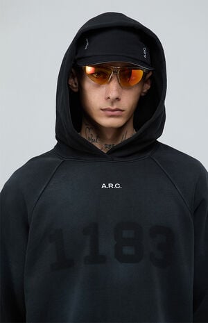 1183&nbsp;Black Vintage Wash&nbsp;Heavyweight Raglan Oversized Fleece Hoodie image number 2