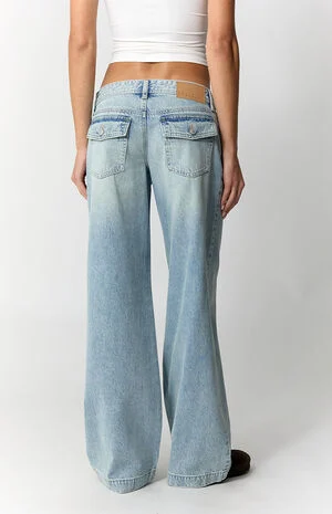 Kaia Ultimate Low Rise Baggy Jeans Button Pocket Light Blue image number 4