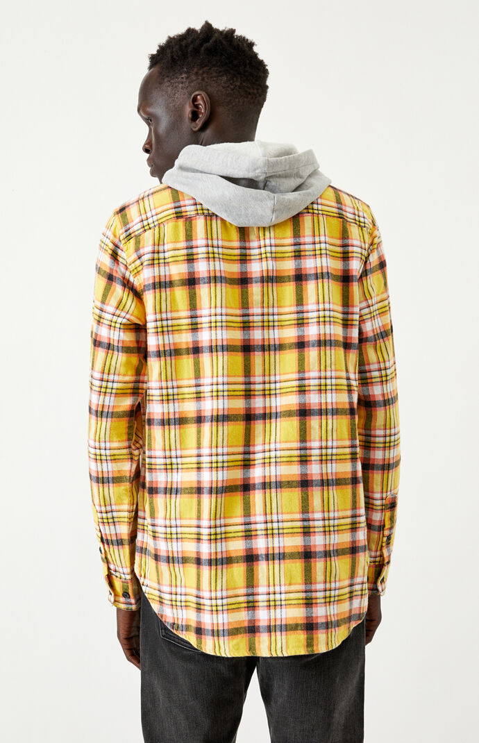PacSun Hooded Plaid Flannel Shirt PacSun