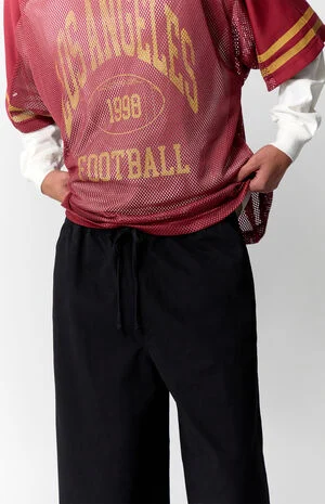 Black Baggy Drawstring Trousers image number 5