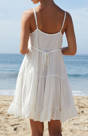 White Tiered Mini Dress image number 4