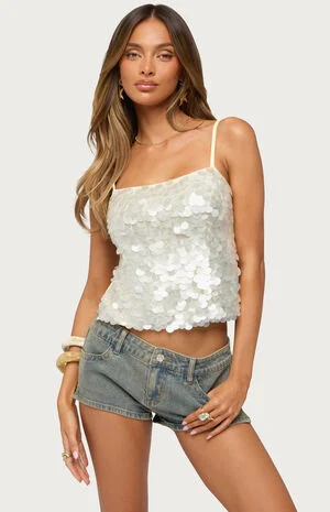 Macy Backless Sequin Top image number 1