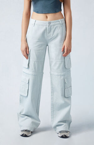 Eco Gray Low Rise Baggy Zip Off Pants image number 1