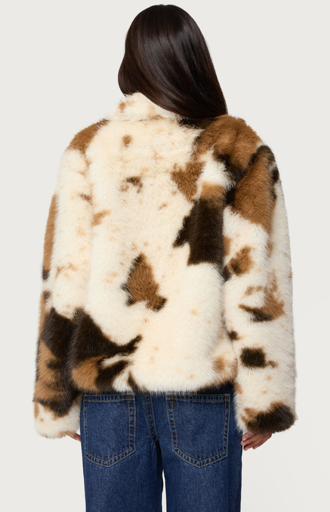 Edikted Rayan Cow Print Faux Fur Jacket | Pacsun