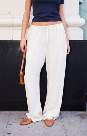 Cream Floral Anastasia Tie Sweatpants image number 1