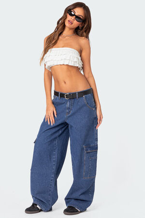 Nia Ruffled Eyelet Bandeau Top image number 3
