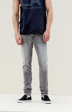 Comfort Stretch Gray Stacked Skinny Jeans image number 2