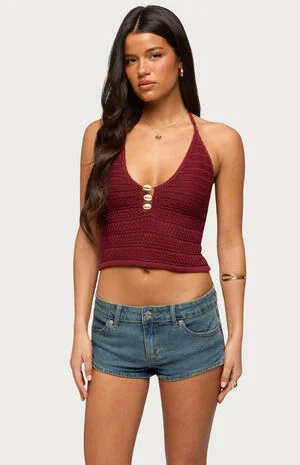 Backless Coastal Charm Crochet Top image number 1