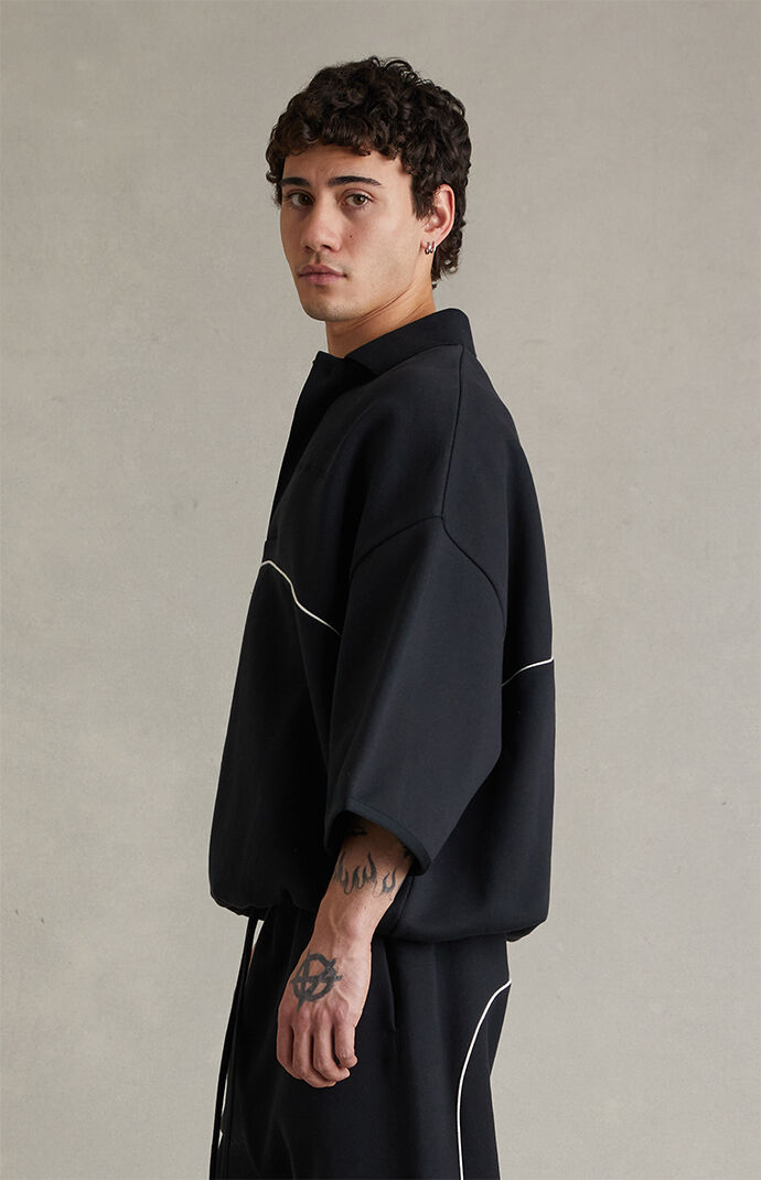 Fear of God ESSENTIALS Vintage Black Active Trace 3/4 Sleeve Modern Polo Sweatshirt