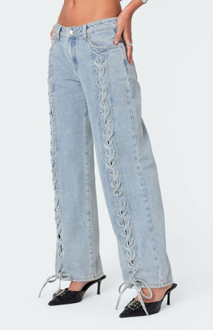 Laced Up Low Rise Jeans image number 5