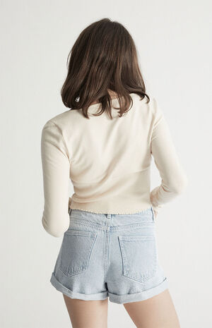 Eco Flower Light Blue Mom Shorts image number 4
