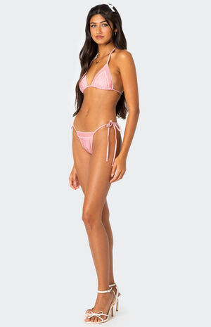 Contrast Polka Dot Triangle Bikini Top image number 4