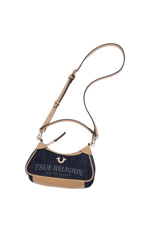Blair Dark Denim and Faux Leather Shoulder Bag image number 2