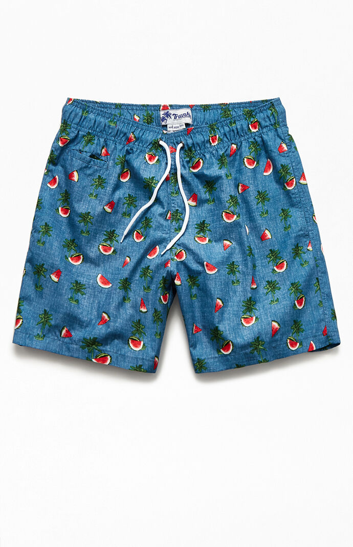 Chambray Watermelon 16" Swim Trunks
