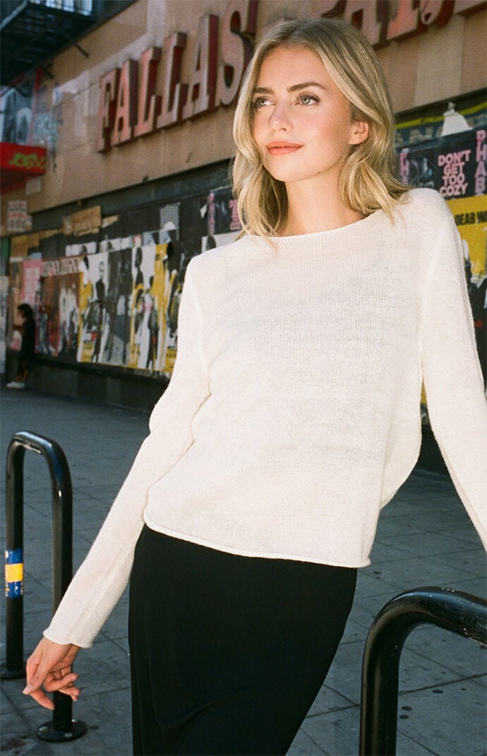 John Galt White Basic Relaxed Sweater PacSun