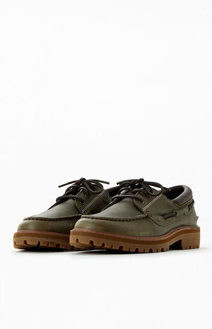 Olive 3-Eye Classic Handsewn Lug Boat Shoes image number 2