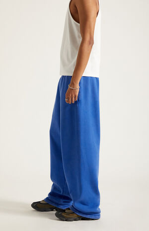Blue Washed Fleece Extreme Baggy Sweatpants image number 3