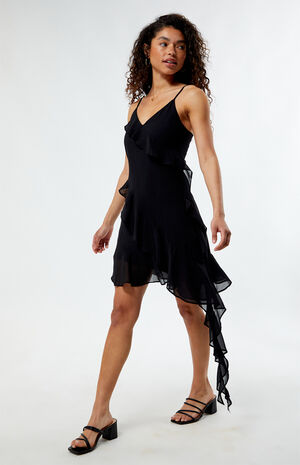 Black Ruffle Mini Dress image number 1