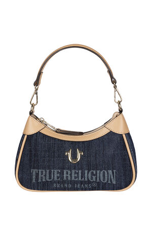 Blair Dark Denim and Faux Leather Shoulder Bag image number 9