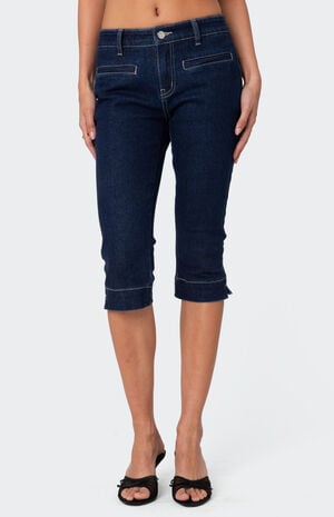Contrast Stitch Capri Jeans image number 2