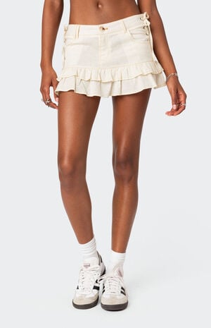 Dev Ruffle Linen Mini Skirt image number 2