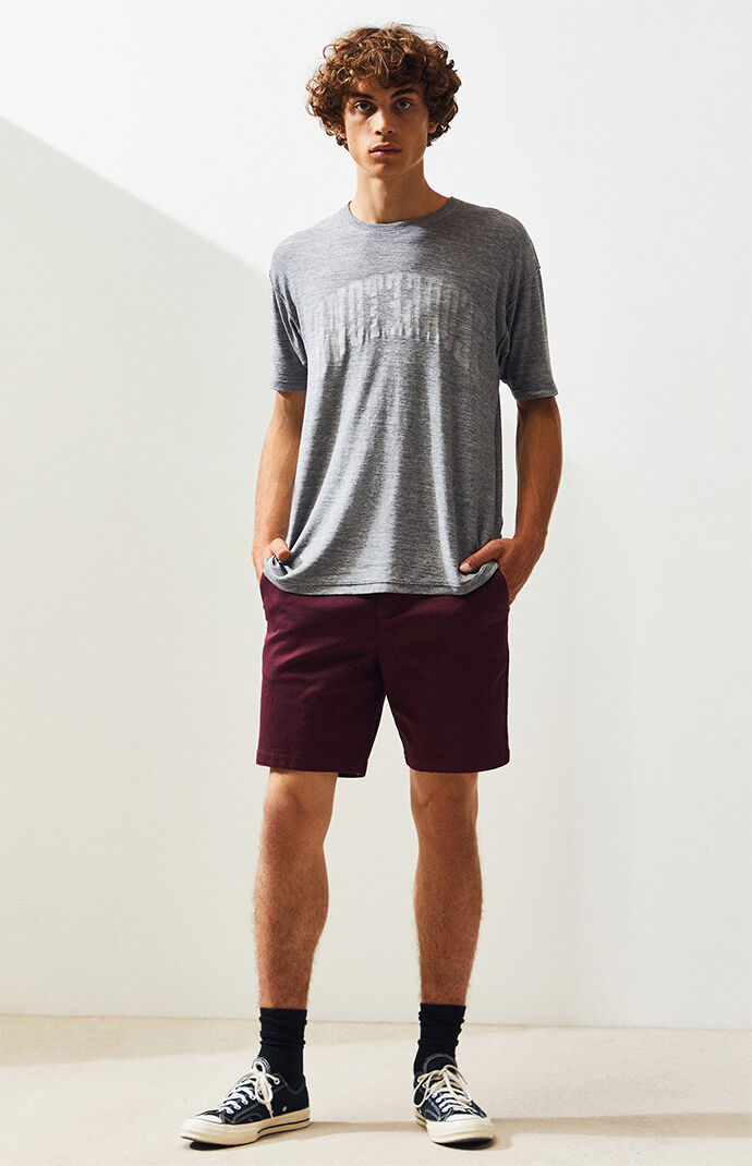 Burgundy Slim Fit Chino Shorts
