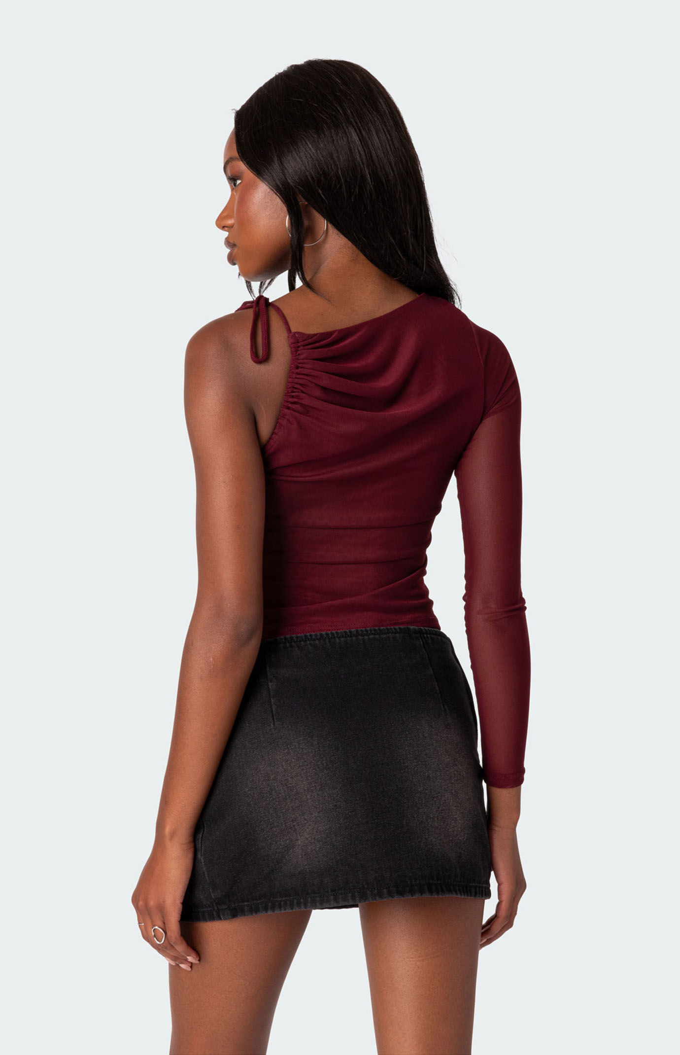 Edikted Jupiter One Shoulder Mesh Top | PacSun