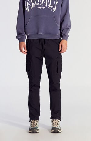 Stretch Black Slim Cargo Pants image number 3
