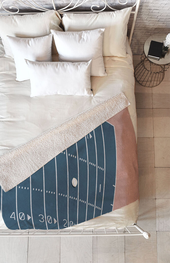 Minimal Football Field Fleece Throw Blanket