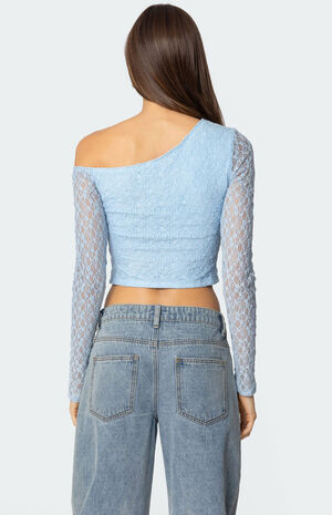 Fabia Asymmetric Textured Lace Top image number 5