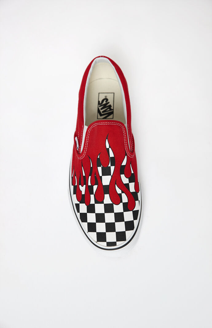 Vans Checker Flame Classic Slip-On Shoes | PacSun Vans Checker Flame Classic Slip-On Shoes | PacSun