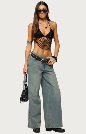 Beaded Cowl Neck Bra Top image number 5