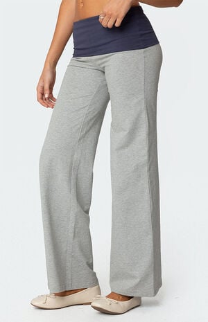 Wide Leg Contrast Fold Over Pants image number 3