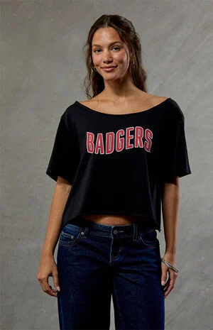 Wisconsin Badgers Off-The-Shoulder Oversized T-Shirt image number 1