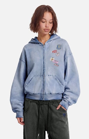 Boxy Badge Zip Up Hoodie image number 1