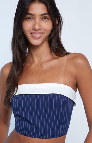 Fold-Over Menswear Tube Top image number 2