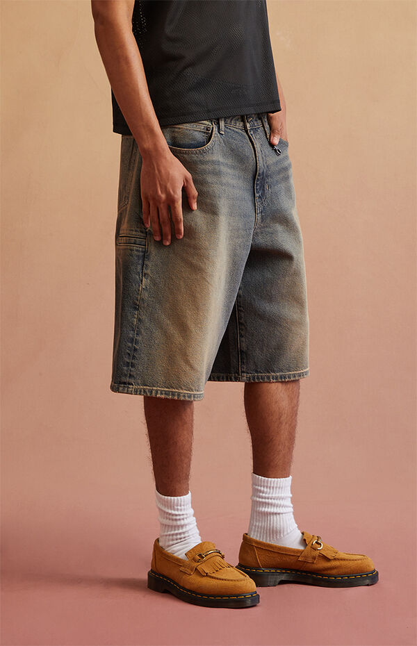 RARE DNM EDIT Dark Blue Tinted Clip Baggy Denim Shorts