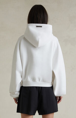 Women's Bright White Raglan Cropped Hoodie image number 4