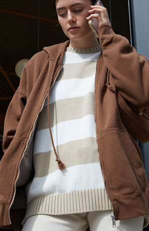 Brown Full Zip Hoodie image number 2