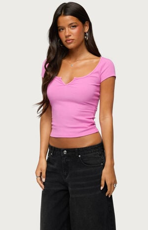 Jeanna Notch Scoop Neck T-Shirt image number 2