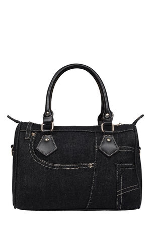Black Denim Heritage Satchel Bag image number 4
