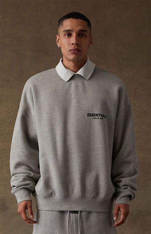 Essentials Fear Of God Dark Oatmeal Crew Neck Sweatshirt | PacSun