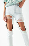 Light Blue Ultra High Waisted Slim Fit Jeans Light Blue Ultra High Waisted Slim Fit Jeans image number null