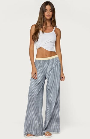 Indya Contrast Plaid Wide Leg Pants image number 4