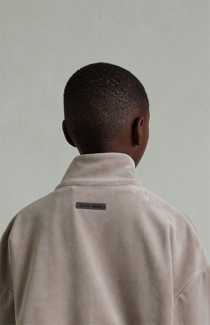 Fear of God ESSENTIALS Kids Smoke Grey Classic Fit Velour Track Jacket