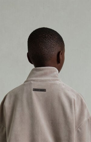 Kids Smoke Grey Classic Fit Velour Track Jacket image number 5